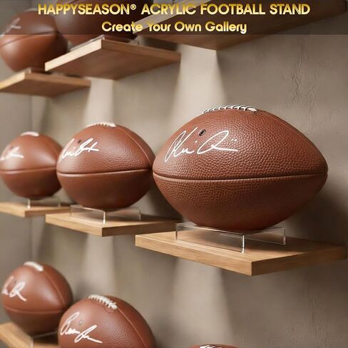 Happyseason 2-Pack Football Display Stand, Clear Acrylic Display Holder for Full Size, Youth, College, Mini Autographed Collectible Football & Rugby Ball, Sports Room Décor in Saudi Arabia