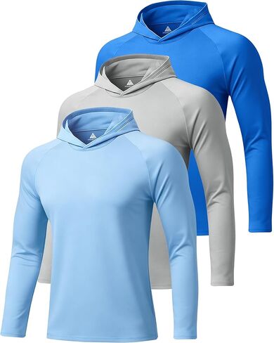 GEEK LIGHTING 3 Packs UPF 50+ Hooded Shirts Sun Protection Hoodie for Hiking Running Fishing Swim Rash Guard in Kuwait