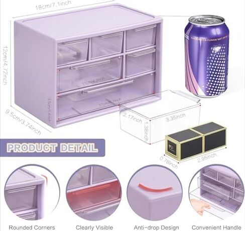 Drawer Organizer for Desk, Desktop Drawer Organizer with 6 Clear Drawers, Plastic Desktop Craft Storage Box for Desk Office School Home (White) in Saudi Arabia