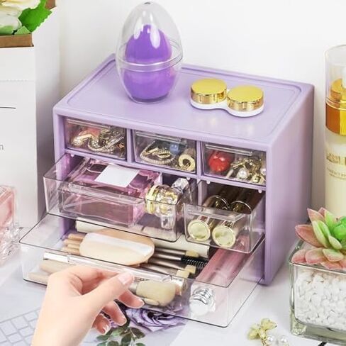 Drawer Organizer for Desk, Desktop Drawer Organizer with 6 Clear Drawers, Plastic Desktop Craft Storage Box for Desk Office School Home (White) in Saudi Arabia
