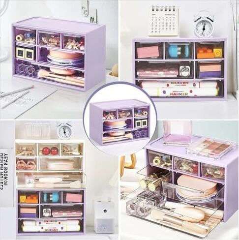 Drawer Organizer for Desk, Desktop Drawer Organizer with 6 Clear Drawers, Plastic Desktop Craft Storage Box for Desk Office School Home (White) in Saudi Arabia