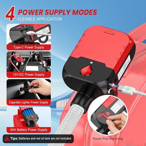 مضخة نقل الوقود التلقائية التلقائية التلقائية ، 3.2 GPM USB Type-C ومضخة النقل التي تعمل بالطاقة البطارية ، و 51 '' مضخة وقود محمولة طويلة الخراطيم ، و 4 محولات يمكن أن تضخها الزيت ، والديزل ، والبنزين in Kuwait
