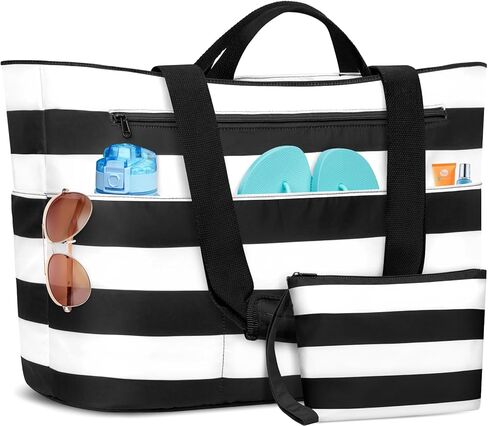 أكياس شاطئية كبيرة إضافية مقاومة للماء XL Beach Beach Bag for Women Zipper Foldable Pool Bag Bag Bag With Bet in Kuwait