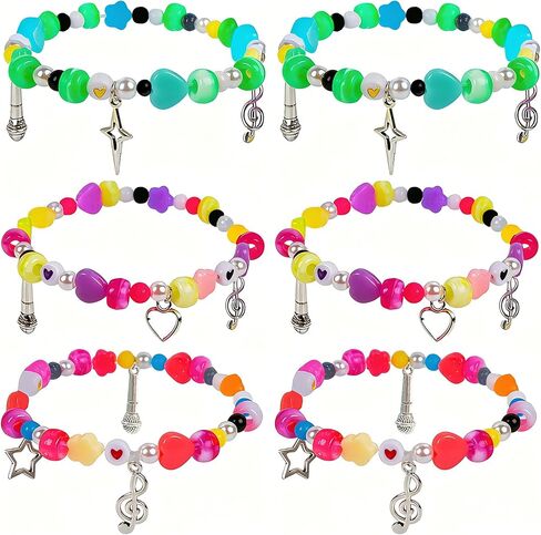 6 Pcs Korea-pop Demon Inspired Bracelet Set, Stretchable Friendship Beaded Wristbands Stackable Cosplay Jewelry Merch Gifts for Fans Collection Concert Party Favors in Saudi Arabia