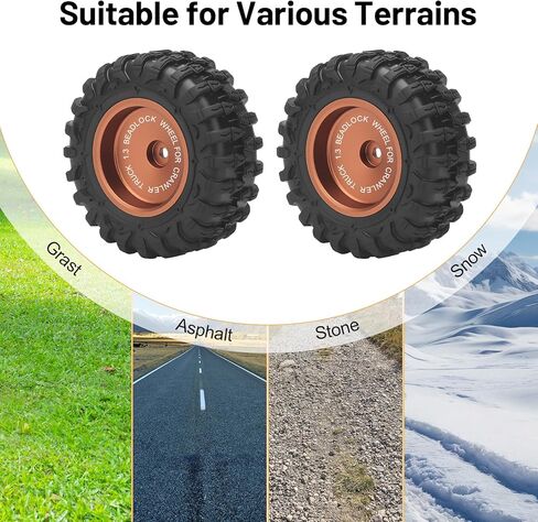 1.3 Beadlock RC Wheels and Tires, daitoku 1.3" Wheel Tires Set Aluminum Wheels Rims for TRX4M SCX24 1/18 1/24 RC Crawler - Black in Saudi Arabia