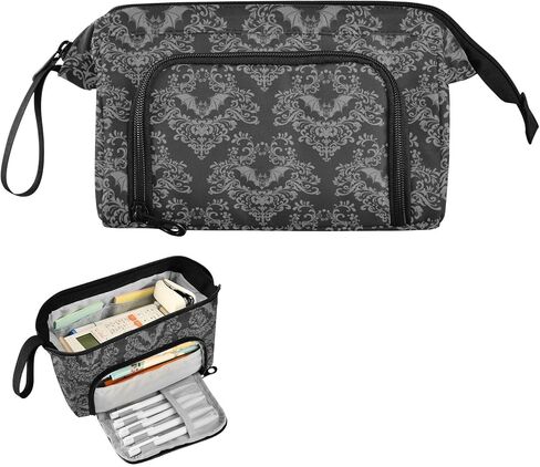 Big Capacity Pencil Pen Case for Adults, Goth Bats Pencil Bags Portable Makeup Bag Stationery Storage for Men Women College Office in Saudi Arabia