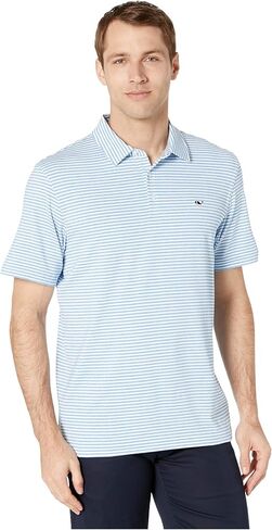 vineyard vines Heathered Winstead Sankaty Performance Polo, Wht/Yacht Blu/Amer, XL in Saudi Arabia