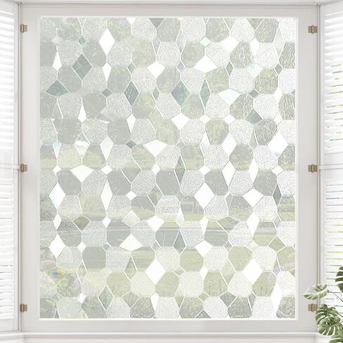 Static Cling Window Film - Stained Glass Wildflower Window Clings, Reusable No Adhesive Privacy Decorative Vinyl Sticker for Home Office Living Room Glass Door Car Windows, 17.7 x 78.3 Inches in Saudi Arabia
