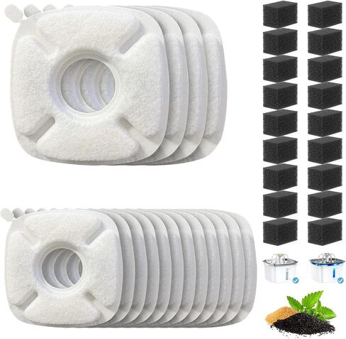 Cat Water Fountain Filter Pet Drinking Fountain Filter, Compatible with 67/95/135/85oz Automatic Pet Dispenser, Triple Filtration Dog Fountain Filter, 4 Pack (4 Carbon Filters+4 Sponge Filters) in Saudi Arabia