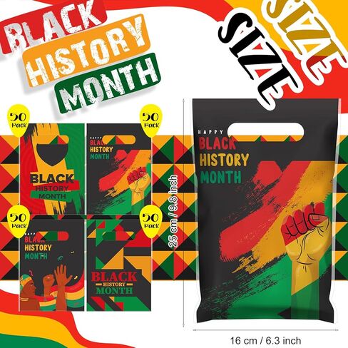 Chivertion 100 Pieces Black History Month Plastic Gift Bags Bulk Black History Month Merchandise Treat Bags Red Yellow Green Party Favors in Saudi Arabia