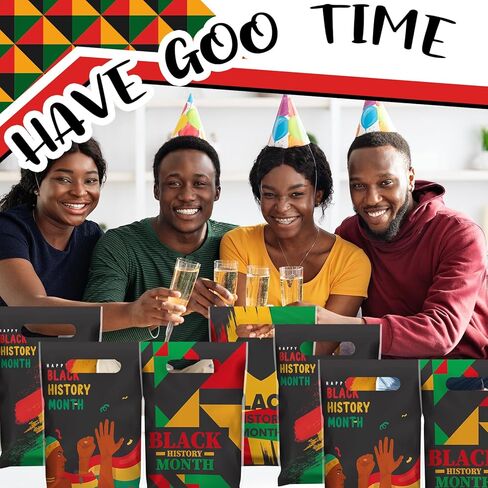 Chivertion 100 Pieces Black History Month Plastic Gift Bags Bulk Black History Month Merchandise Treat Bags Red Yellow Green Party Favors in Saudi Arabia