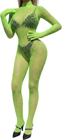 Women's One Piece Fishnet Bodysuit Lace Leopard Jumpsuit Lingerie Mesh Bodystocking Nightwear Rave Outfits in Saudi Arabia