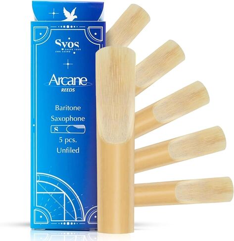 Syos Arcane Baritone Saxophone Reeds 2.5 - من السهل التحكم في باري ساكس القصب 2.5 للحصول على صوت دافئ وغني - القصب غير المعبأ لقطعة الفم باري ساكس - صندوق من 5 قصب in Kuwait