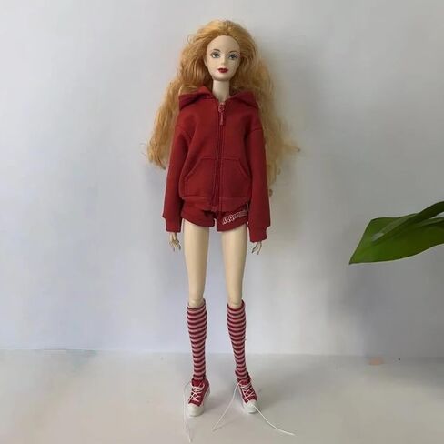 Fashion Doll Clothes Set, Pink Hoodie Outfit with Shorts, Bag and Shoes, for 11.5-12 Inch Dolls, 1/6 Scale Figure Clothing in Saudi Arabia
