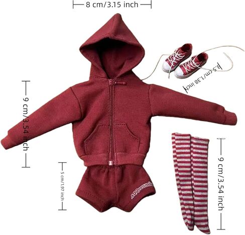 Fashion Doll Clothes Set, Pink Hoodie Outfit with Shorts, Bag and Shoes, for 11.5-12 Inch Dolls, 1/6 Scale Figure Clothing in Saudi Arabia