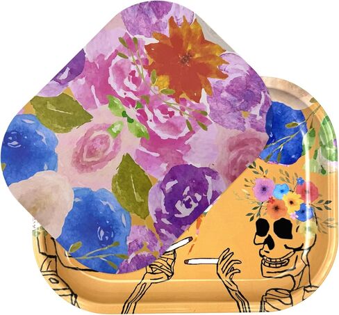 ZZZ's Rolling Tray with Magnetic Cover, Thick & Durable Metal, Spill Proof Cover, Decorative Tray, Perfect for Home & On-The-Go, 7"x 11" (Shroom Booties) in Saudi Arabia