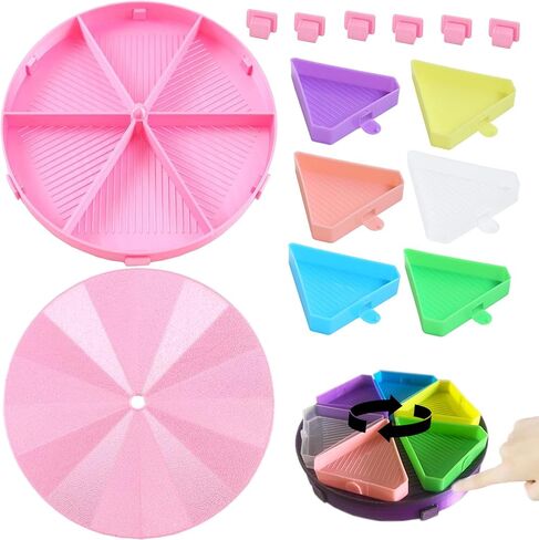 Diamond Painting Tray with Lid, 360° Rotation Diamond Art Storage Trays Kits for Adults, Bead Sorting Trays, Rhinestone Tray Organizer Accessories and Tools for 5D Diamonds DIY Crafts (Blue Purple) in Saudi Arabia