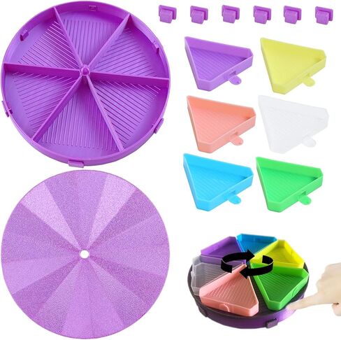 Diamond Painting Tray with Lid, 360° Rotation Diamond Art Storage Trays Kits for Adults, Bead Sorting Trays, Rhinestone Tray Organizer Accessories and Tools for 5D Diamonds DIY Crafts (Blue Purple) in Saudi Arabia