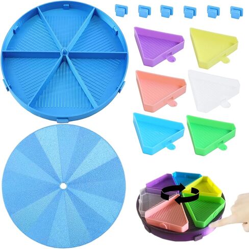 Diamond Painting Tray with Lid, 360° Rotation Diamond Art Storage Trays Kits for Adults, Bead Sorting Trays, Rhinestone Tray Organizer Accessories and Tools for 5D Diamonds DIY Crafts (Blue Purple) in Saudi Arabia