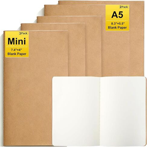 FOVGOTAN 2 Pack Blank Kraft Notebooks Set,（8" x 11" 60 Pages Journals Notebook Bulk, Unlined Composition Notebook for Kids, Student, Sketchbooks in Saudi Arabia