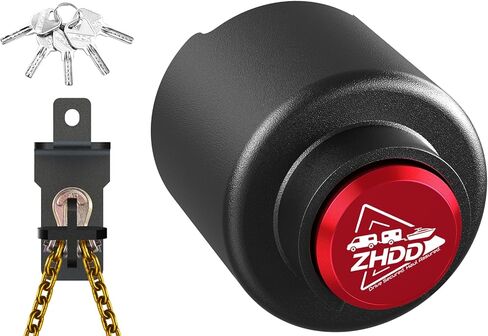 2 Inch Trailer Hitch Lock - 2178 Heavy Duty Anti Theft Lock Secures Ball Coupler and Safety Chains for RV,Boat,Dump,Cargo and Camper Trailers (Black) in Saudi Arabia