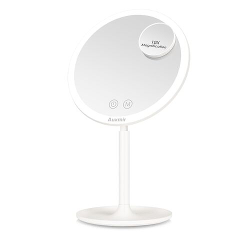 Makeup Mirror with Lights, Double Sided 30X/1X Magnifying Mirror with Light, 3 Color Stepless Dimmable with Touch Screen, Rechargeable 360° Free Standing Vanity Mirrors for Bathroom, Bedroom in Saudi Arabia