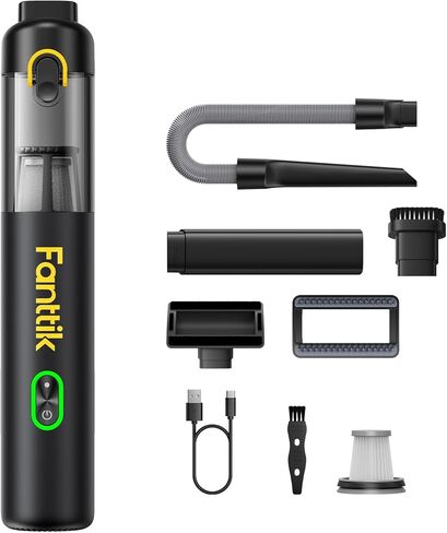 Fanttik V8 Mate Upgraded Cordless Car Vacuum, Portable Mini Vacuum with 13000pa Suction Power, 2 Suction Modes, Type-C Charge, Handheld Vacuum for Car, Small Tasks, Keyboards, Office Desk (Black) in Saudi Arabia