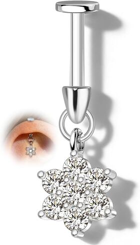 cocharm 16g زهرة الغضروف القرط العمودي الحلزون ثقب المجوهرات، شقة الظهر ثقب مسمار للغضروف، تصميم استرخى، الذهب والفضة لهجة الفص اللولب القرط مسمار in Saudi Arabia