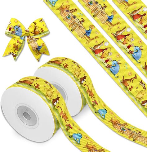 Winnie Ribbon 10 Yards Bear Ribbon for Baby Shower Birthday Decorations, Classic Grosgrain Ribbon (1 Roll - 0.9 Inch Wide, Winnie and Friends) in Saudi Arabia