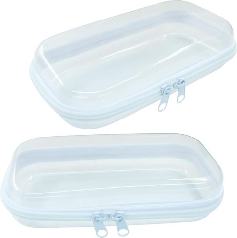 1pc Clear Hard Shell Zipper Cases - Plastic Double Zippered Storage Pouches for Travel, Makeup, Snacks & Cables Organization (Large) in Saudi Arabia
