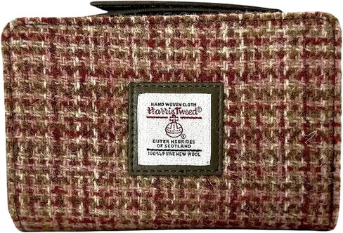 Harris Tweed Scottish Zip Purse – Handwoven Wool, Tartan Design, Compact & Durable Blue/Brown Check 5.51" x 3.54" x 1.18" Gift Ready in Saudi Arabia