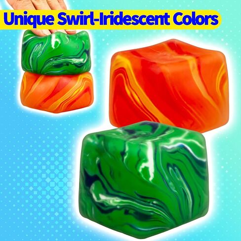 Color Swirl Squishy Stress Cubes 2-Pack: 2.25" Stress Balls for Kids & Adults | Fidget Toys for Anxiety, ADHD & Autism | Ideal Classroom Prize | BP in Saudi Arabia