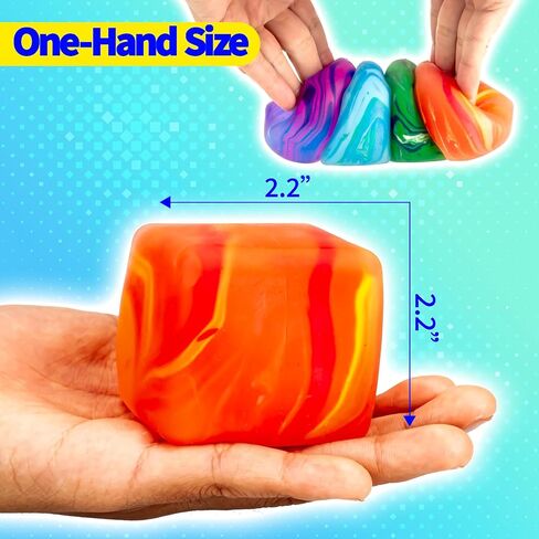 Color Swirl Squishy Stress Cubes 2-Pack: 2.25" Stress Balls for Kids & Adults | Fidget Toys for Anxiety, ADHD & Autism | Ideal Classroom Prize | BP in Saudi Arabia