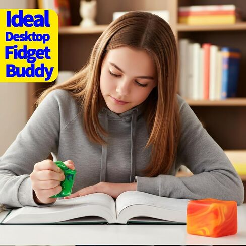 Color Swirl Squishy Stress Cubes 2-Pack: 2.25" Stress Balls for Kids & Adults | Fidget Toys for Anxiety, ADHD & Autism | Ideal Classroom Prize | BP in Saudi Arabia