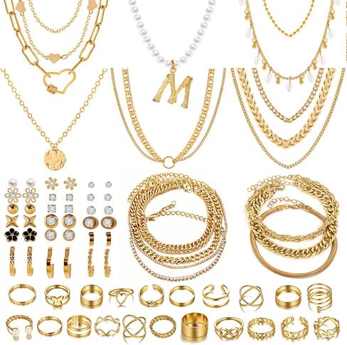 Gold Plated Jewelry Set for Women Fashion Costume Jewelry Necklace Bracelet Earrings Set for Christmas, Valentine's Day, Wedding in Saudi Arabia