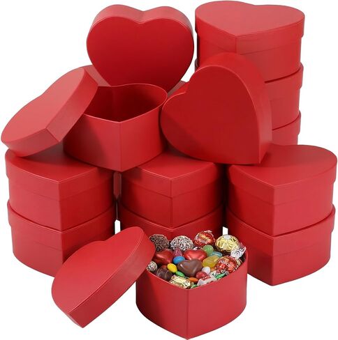 Lerheedi 12 Pcs Small Heart Shaped Boxes - 4 x 2 Inch Valentine's Nesting Gift Boxes with Window, Heart Paper Decorative for Valentines Wedding Gift Wrapping Party Decor(White) in Saudi Arabia