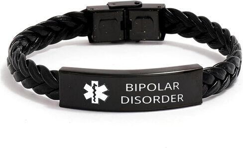 Personalized Medical Alert Braided Leather Bracelet, SOS Emergency Health Life Alert Medical ID Engraved Stainless Steel Jewelry Free Engraving Black Customized Bracelet for Men Women Kiss in Saudi Arabia