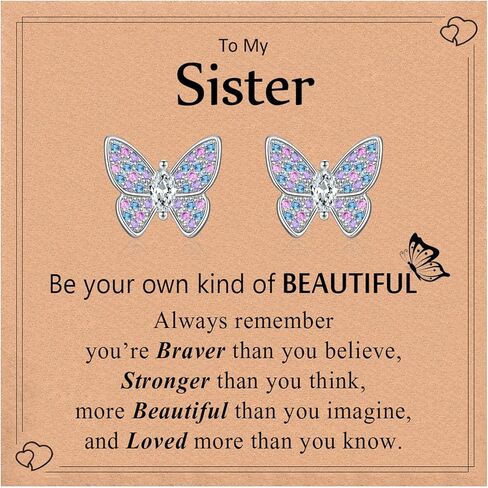 Earrings for Girls, Sterling Silver Butterfly Earrings Jewelry Gifts for Girls Teen Daughter Granddaughter Niece, Hypoallergenic Butterfly Studs Christmas Birthday Valentines Day Gifts in Saudi Arabia