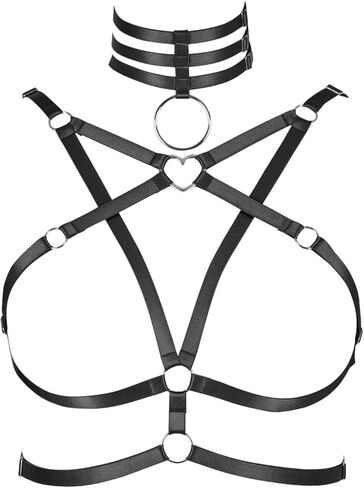 Women's Body Harness Plus Size Pentagram Fashion Bra Punk Gothic Top Hollow Belt Halloween Carnival Costume 12 Colors in Saudi Arabia