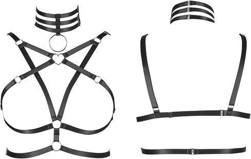 Women's Body Harness Plus Size Pentagram Fashion Bra Punk Gothic Top Hollow Belt Halloween Carnival Costume 12 Colors in Saudi Arabia