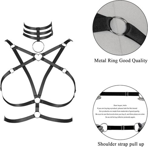 Women's Body Harness Plus Size Pentagram Fashion Bra Punk Gothic Top Hollow Belt Halloween Carnival Costume 12 Colors in Saudi Arabia