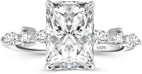 3.5 Carat Elegant Radiant Cut Moissanite Engagement Ring for Women, S925 Silver Lab-Created D Color VVS1 Clarity Moissanite Promise Ring with 14K Gold Plated in Saudi Arabia