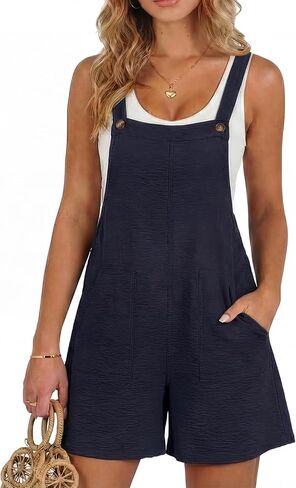 Dokotoo Women's Casual Rompers Loose Overalls One Piece Sleeveless Wide Leg Short Pant Jumpsuits With Pockets in Saudi Arabia
