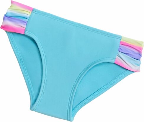 Aqua Green Girls Shortsleeve Ruffle Rashguard Swimsuit and Swim Bottom 2-Piece Set in Saudi Arabia