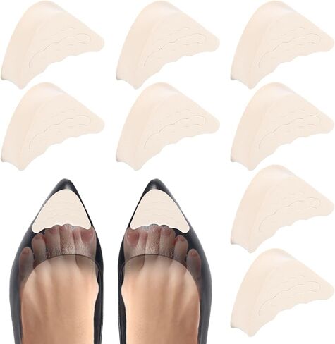 4 Pairs Shoe Filler Inserts Adjustable Toe Inserts for Shoes Too Big Half-Size Toe Pads for Women and Men Cushion Insert for Loose Shoes, High Heels, Sneakers, Boots, Black and Beige in Saudi Arabia
