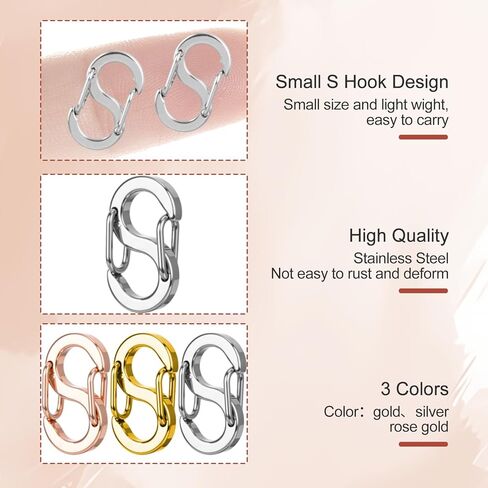 5 قطع مزدوجة افتتاح قلادة تقصير المشبك، 0.47in ارتفع الذهب الفولاذ المقاوم للصدأ قلادة المشابك لصنع المجوهرات سوار المشابك والإغلاق، القلائد موصل المجوهرات المشبك سوار تقصير in Kuwait