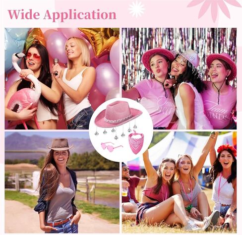 12 PCS مجموعات قبعة رعاة البقر الوردي ، تشمل قبعات رعاة البقر ، نظارات القلب ، والعصابات ، والقبعات الغربية المتلألئة للنساء ، وملحقات الأزياء للهالوين والحفلات in Kuwait