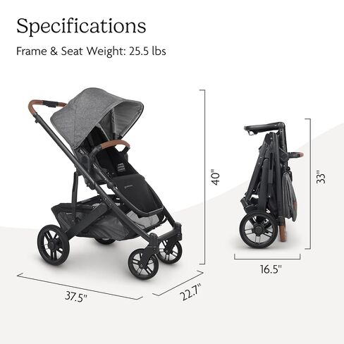 عربة أطفال UPPAbaby Cruz V2/عربة أطفال كاملة المواصفات مع إمكانيات نظام السفر/مقعد طفل صغير، وقضيب ممتص للصدمات، ودرع الحشرات، ودرع المطر متضمن/لوسي (مزيج من خشب الورد/إطار من الكربون/جلد سرج) in Kuwait