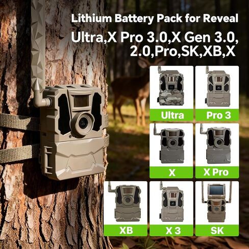 قطعتان من بطارية كاميرا الصيد الجديدة المتوافقة مع كاميرا Reveal X Gen 3.0، Pro 3.0، X، X Pro، X Gen 2.0، XB، SK بديلة قابلة لإعادة الشحن، بطارية ممتدة مطورة 2.0 in Kuwait