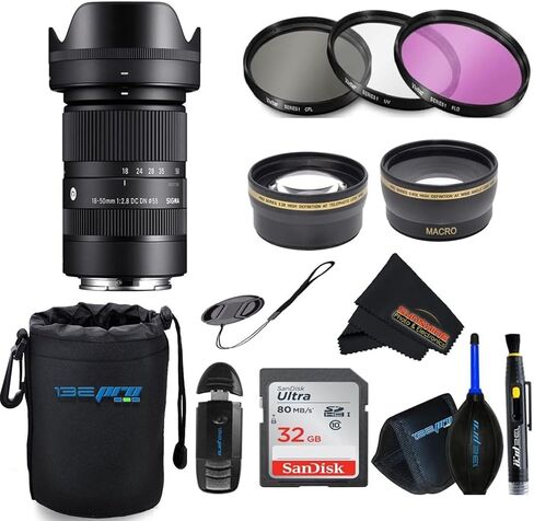 Sigma 18-50mm f/2.8 DC DN Contemporary Lens for Canon RF Mount with Sunshine Advanced Accessory Bundle... in Saudi Arabia